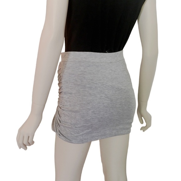 🌸 VERO MODA Skirt Draped twist knot t-shirt Short Mini Grey Extreme Ruching - Picture 5 of 10